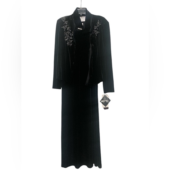 Black velvet tank dress with button up jacket size 8 - Picture 1 of 14